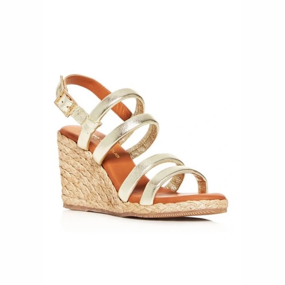 Andre Assous Rebecca Gold Wedge Espadrille Sandal
